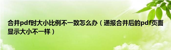 合并pdf时大小比例不一致怎么办(通报合并后的pdf页面显示大小不一样)