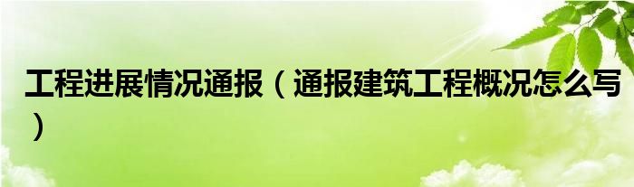 工程进展情况通报(通报建筑工程概况怎么写)