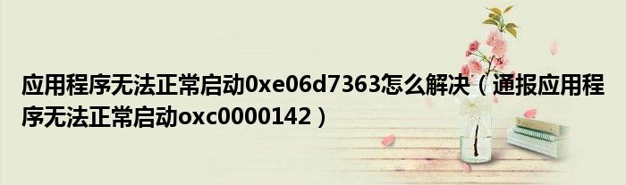 应用程序无法正常启动0xe06d7363怎么解决(通报应用程序无法正常启动oxc0000142)
