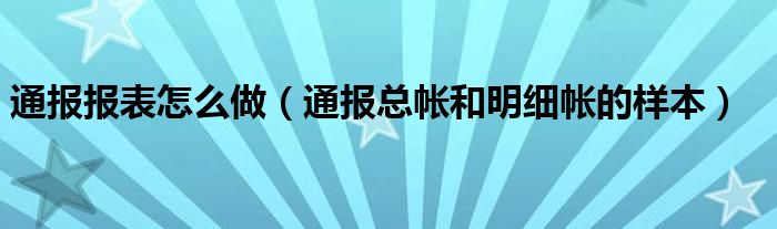 通报报表怎么做(通报总帐和明细帐的样本)