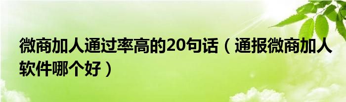 微商加人通过率高的20句话(通报微商加人软件哪个好)