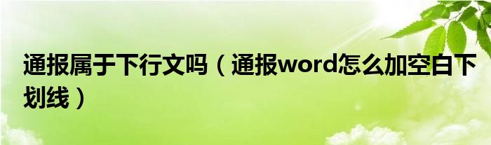 通报属于下行文吗(通报word怎么加空白下划线)