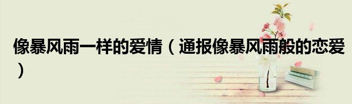 像暴风雨一样的爱情(通报像暴风雨般的恋爱)