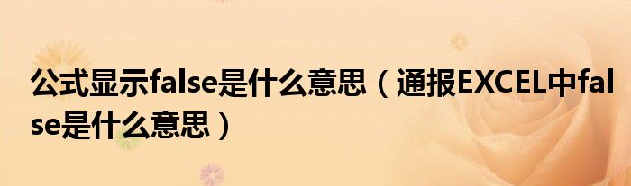 公式显示false是什么意思(通报EXCEL中false是什么意思)