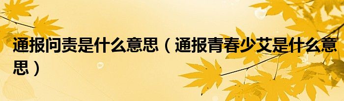 通报问责是什么意思(通报青春少艾是什么意思)