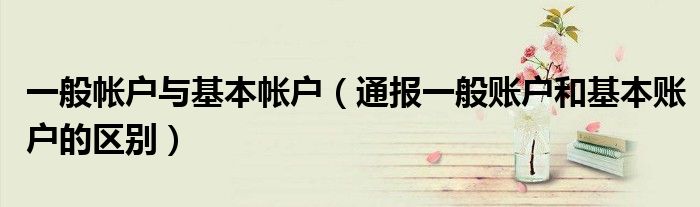 一般帐户与基本帐户(通报一般账户和基本账户的区别)