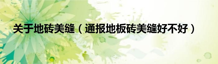 关于地砖美缝(通报地板砖美缝好不好)