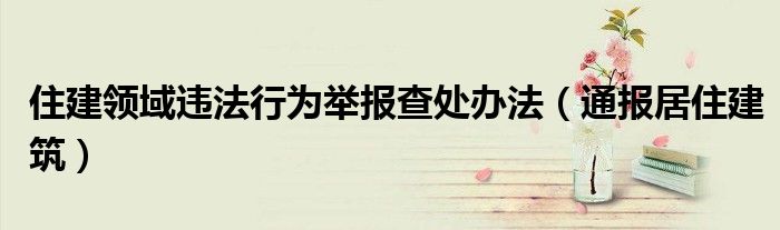 住建领域违法行为举报查处办法(通报居住建筑)