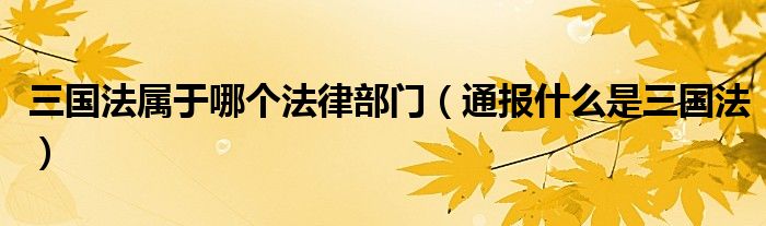 三国法属于哪个法律部门(通报什么是三国法)