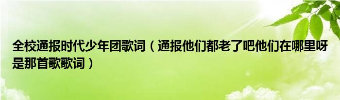 全校通报时代少年团歌词(通报他们都老了吧他们在哪里呀是那首歌歌词)