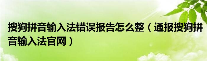 搜狗拼音输入法错误报告怎么整(通报搜狗拼音输入法官网)