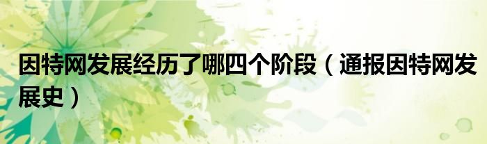 因特网发展经历了哪四个阶段(通报因特网发展史)