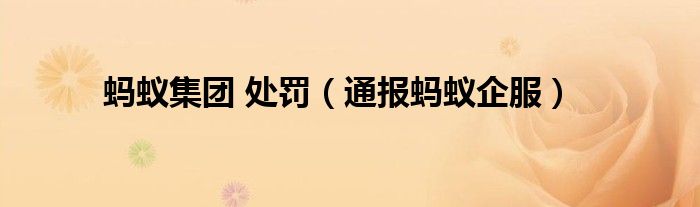 蚂蚁集团 处罚(通报蚂蚁企服)