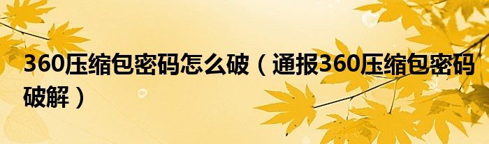 360压缩包密码怎么破(通报360压缩包密码破解)