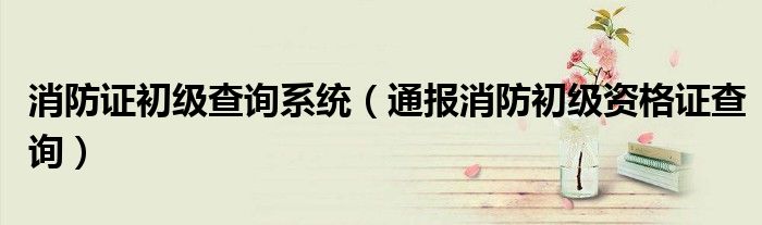 消防证初级查询系统(通报消防初级资格证查询)