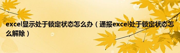 excel显示处于锁定状态怎么办(通报excel处于锁定状态怎么解除)