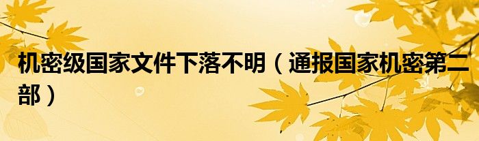 机密级国家文件下落不明(通报国家机密第二部)