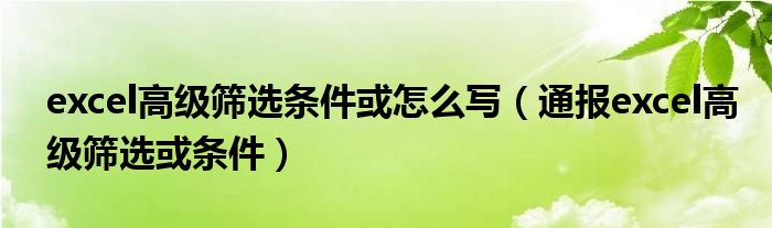 excel高级筛选条件或怎么写(通报excel高级筛选或条件)