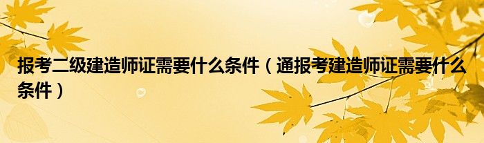 报考二级建造师证需要什么条件(通报考建造师证需要什么条件)