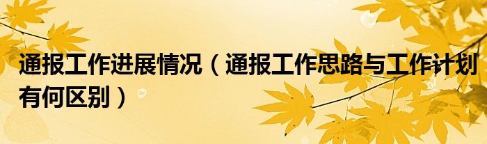通报工作进展情况(通报工作思路与工作计划有何区别)