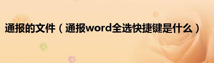 通报的文件(通报word全选快捷键是什么)