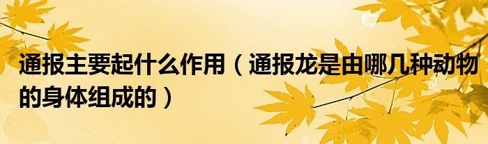 通报主要起什么作用(通报龙是由哪几种动物的身体组成的)