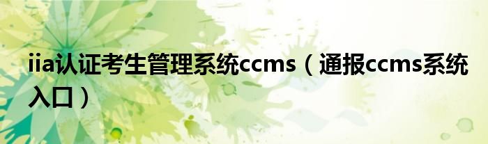 iia认证考生管理系统ccms(通报ccms系统入口)
