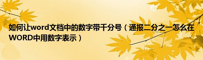 如何让word文档中的数字带千分号(通报二分之一怎么在WORD中用数字表示)