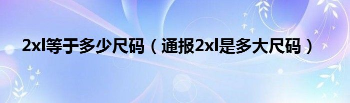 2xl等于多少尺码（通报2xl是多大尺码）