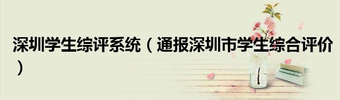 深圳学生综评系统(通报深圳市学生综合评价)