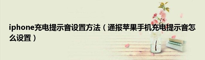 iphone充电提示音设置方法(通报苹果手机充电提示音怎么设置)