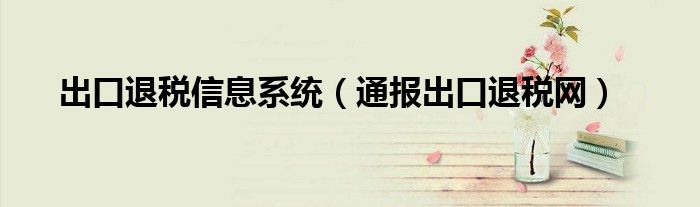 出口退税信息系统(通报出口退税网)