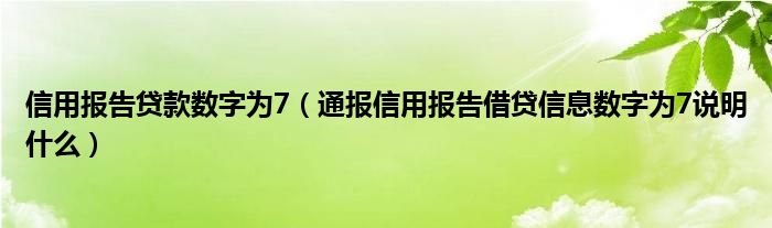 信用报告贷款数字为7(通报信用报告借贷信息数字为7说明什么)