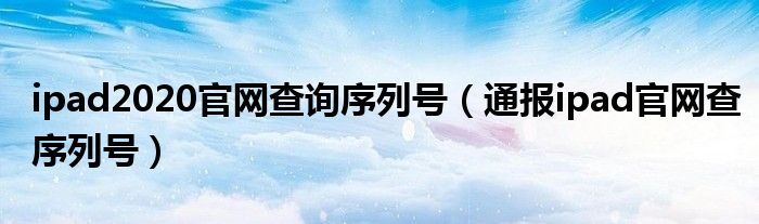 ipad2020官网查询序列号(通报ipad官网查序列号)