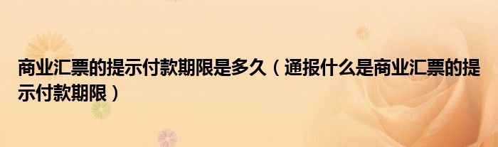 商业汇票的提示付款期限是多久(通报什么是商业汇票的提示付款期限)