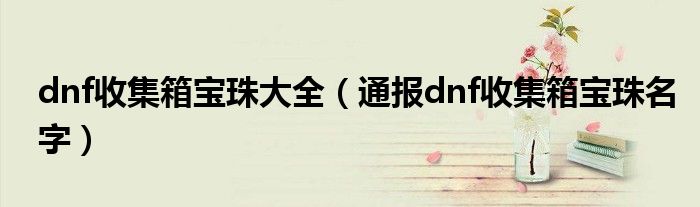 dnf收集箱宝珠大全(通报dnf收集箱宝珠名字)