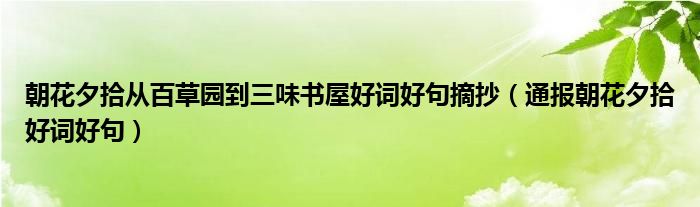 朝花夕拾从百草园到三味书屋好词好句摘抄(通报朝花夕拾好词好句)
