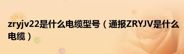 zryjv22是什么电缆型号(通报ZRYJV是什么电缆)
