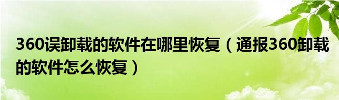 360误卸载的软件在哪里恢复(通报360卸载的软件怎么恢复)