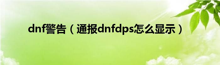 dnf警告(通报dnfdps怎么显示)