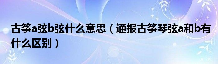 古筝a弦b弦什么意思(通报古筝琴弦a和b有什么区别)