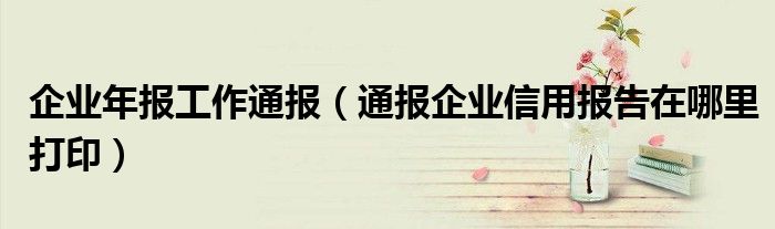 企业年报工作通报(通报企业信用报告在哪里打印)