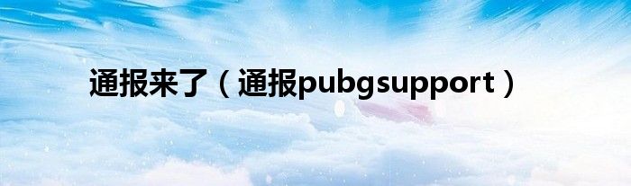 通报来了(通报pubgsupport)