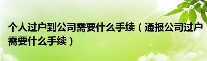 个人过户到公司需要什么手续(通报公司过户需要什么手续)