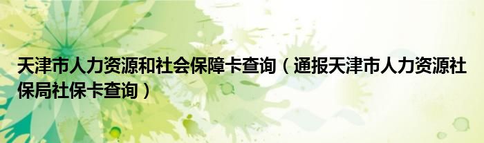 天津市人力资源和社会保障卡查询(通报天津市人力资源社保局社保卡查询)