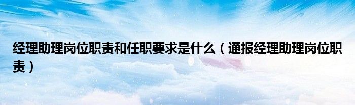 经理助理岗位职责和任职要求是什么(通报经理助理岗位职责)