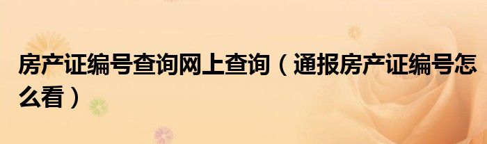 房产证编号查询网上查询(通报房产证编号怎么看)