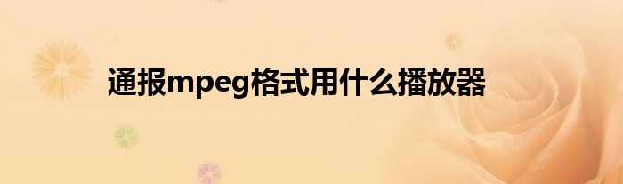 通报mpeg格式用什么播放器