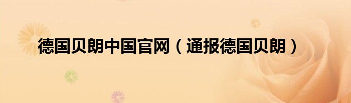 德国贝朗中国官网(通报德国贝朗)