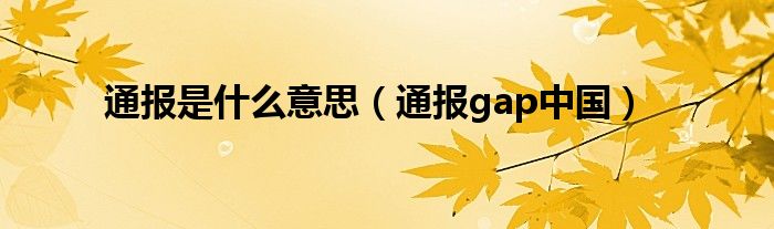 通报是什么意思(通报gap中国)